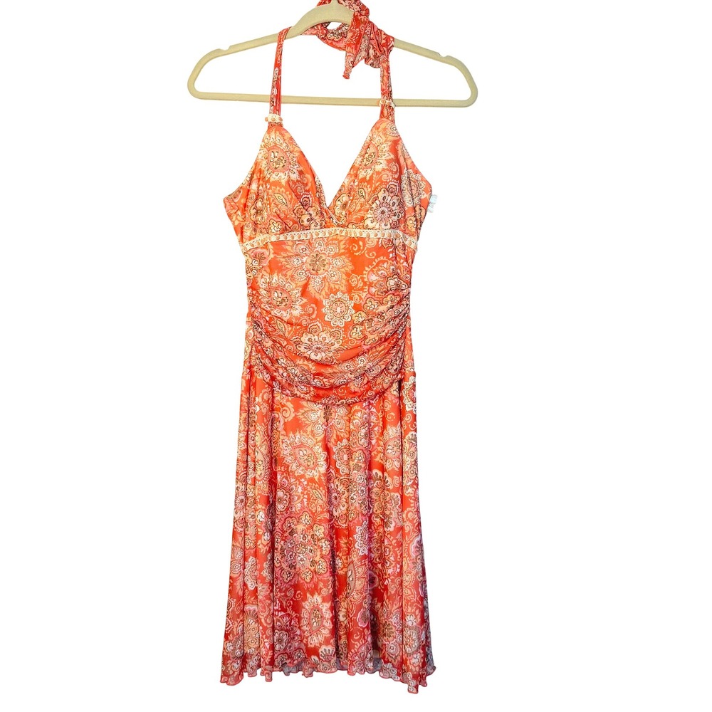 Women's Y2K VTG Speechless Boho Halter Dress Flowy Summer Beaded Fairy SZ M